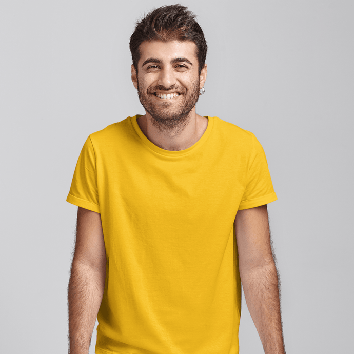 Golden Yellow Half sleeves round neck unisex t-shirt - dmonkeyfamily