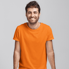 Load image into Gallery viewer, Orange Half sleeves round neck unisex t-shirt - dmonkeyfamily
