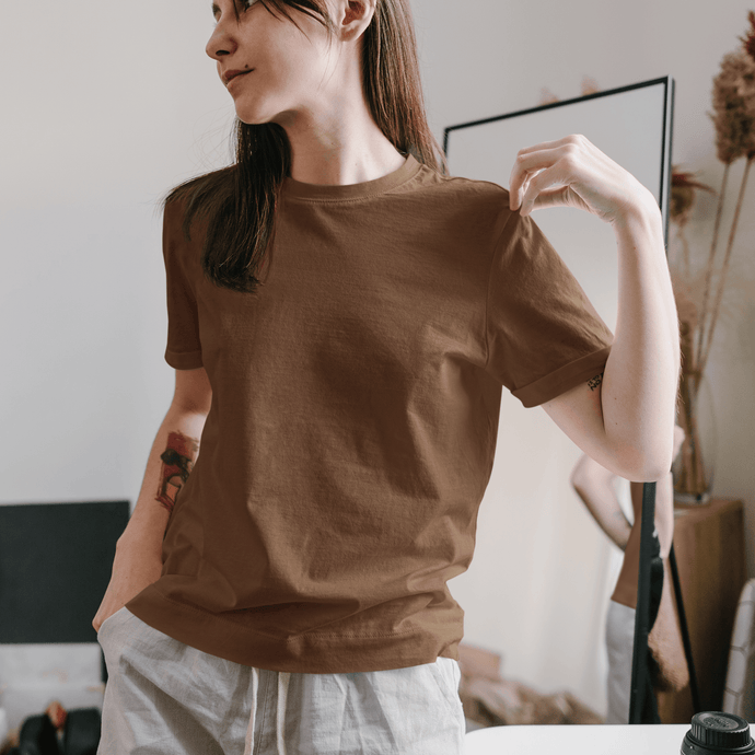 Coffee Brown Half sleeves round neck unisex t-shirt - dmonkeyfamily